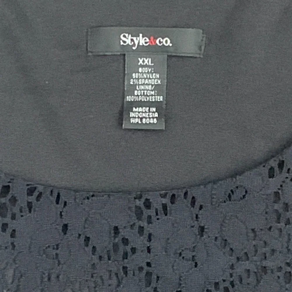 Style & Co Sleeveless Lace Layered Tank Top Womens Plus Sz XXL Black 185D - Picture 6 of 7